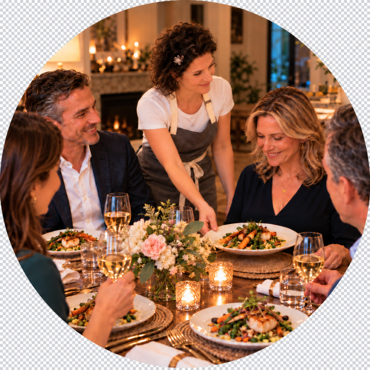 Chef serves guest with a gentle smile (1)